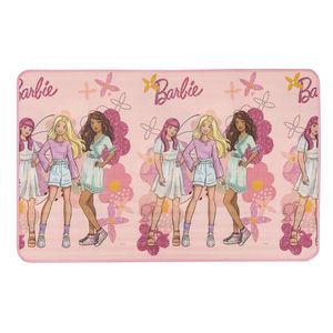 Tapete Recreio Mattel Enrolado Barbie Flores 90x140 - Jolitex