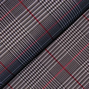 Malha Jacquard Alfaiataria Estampa Príncipe de Gales vermelho/preto (1,50m Largura / 96% POLYESTER, 4% ELASTANO)