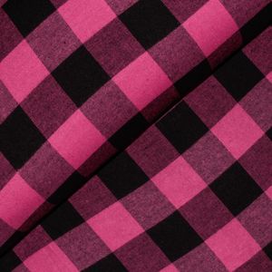 Flanela Xadrez  Quadriculada (5cm x 5cm) Pink x Preto  ( 51% Poliester 33% Algodao 16% Viscose / 1,47m Largura)