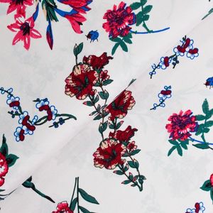 Viscose Estampada - Flores no Fundo Bege (1,50 Larg)