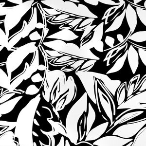 Viscose Estampada - Folhas Abstratas Branco e Preto (1,50 Larg)